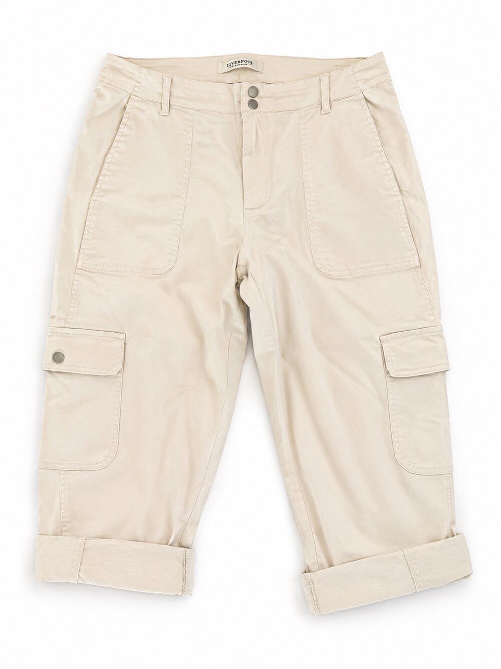 Liverpool Tan Cargo 3/4 Pants Sz 14/32 Womens Utility Gorpcore Outdoors Staple - Picture 1 of 4